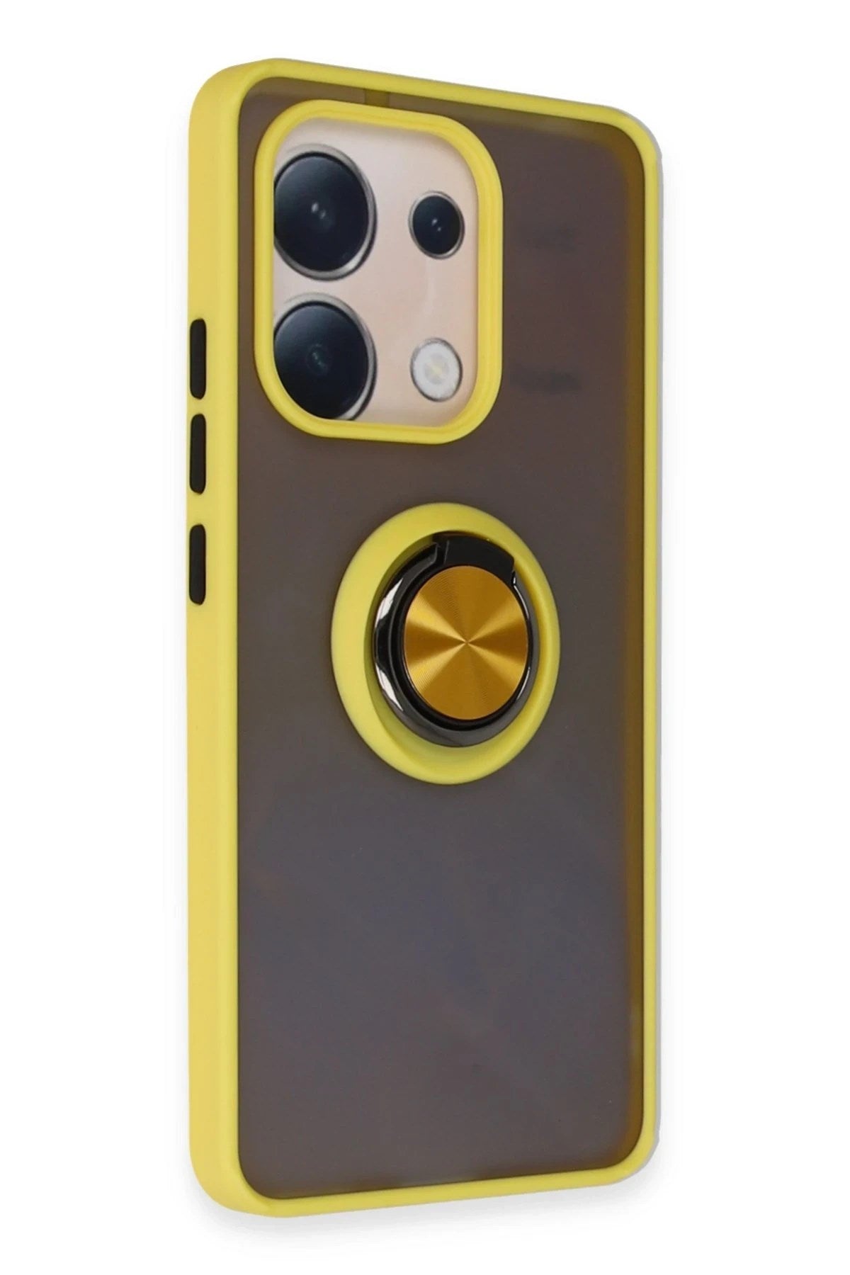 Mey İthalat® Redmi Note 13 4G Kılıf Montreal Yüzüklü Silikon Kapak - Sarı