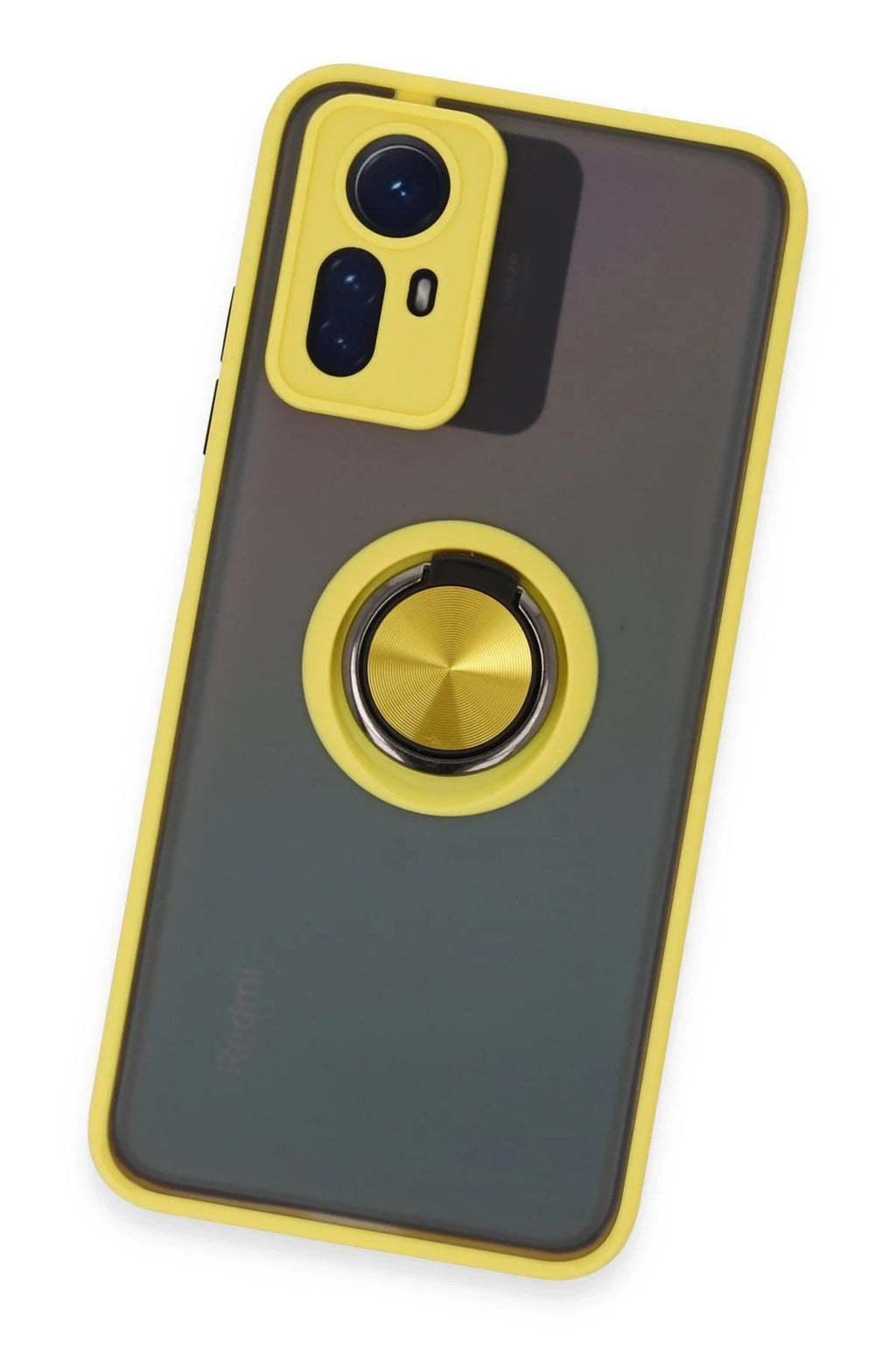 Mey İthalat® Redmi Note 12S Kılıf Montreal Yüzüklü Silikon Kapak - Sarı