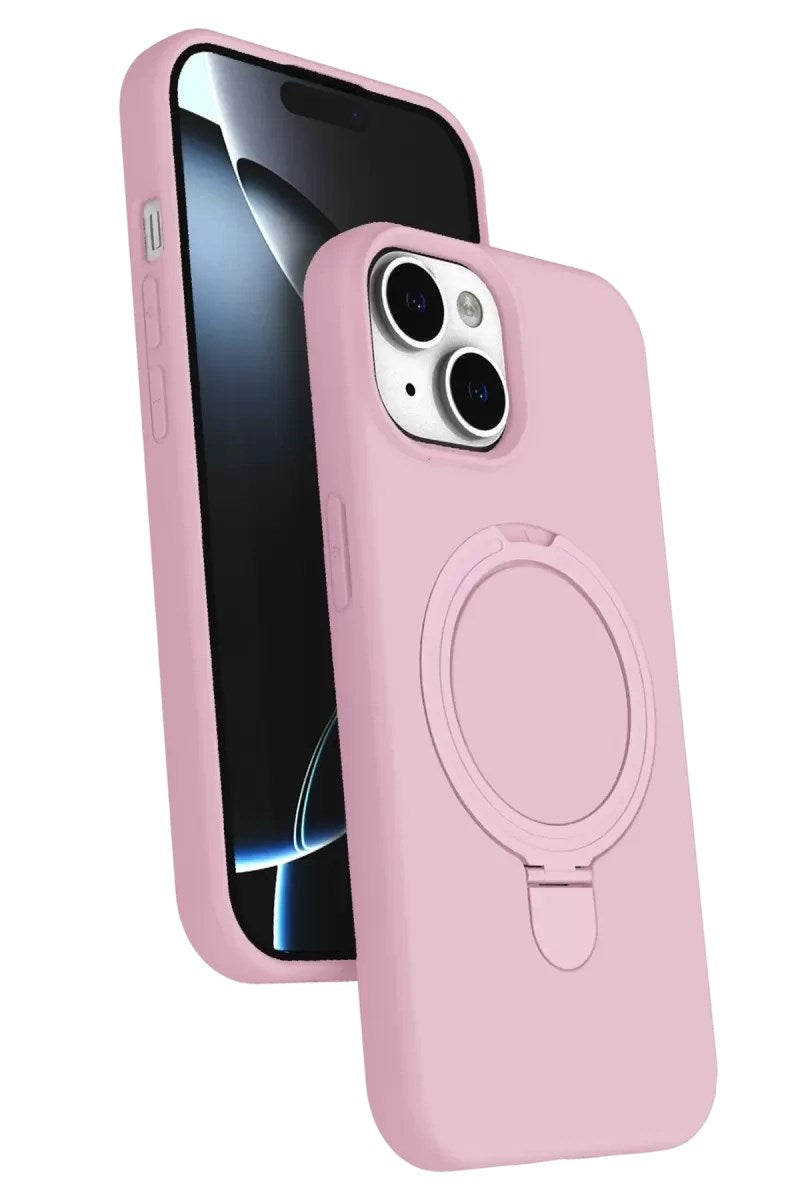 Mey İthalat® iPhone 15 Regal Magsafe Standlı Kapak - Açık Pembe
