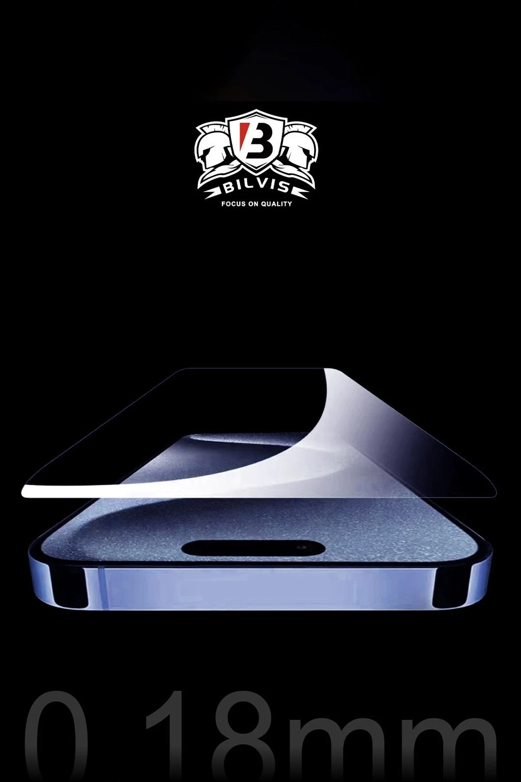 Mey İthalat® iPhone 15 Pro Max Bilvis 0.18mm Plus Cam Ekran Koruyucu