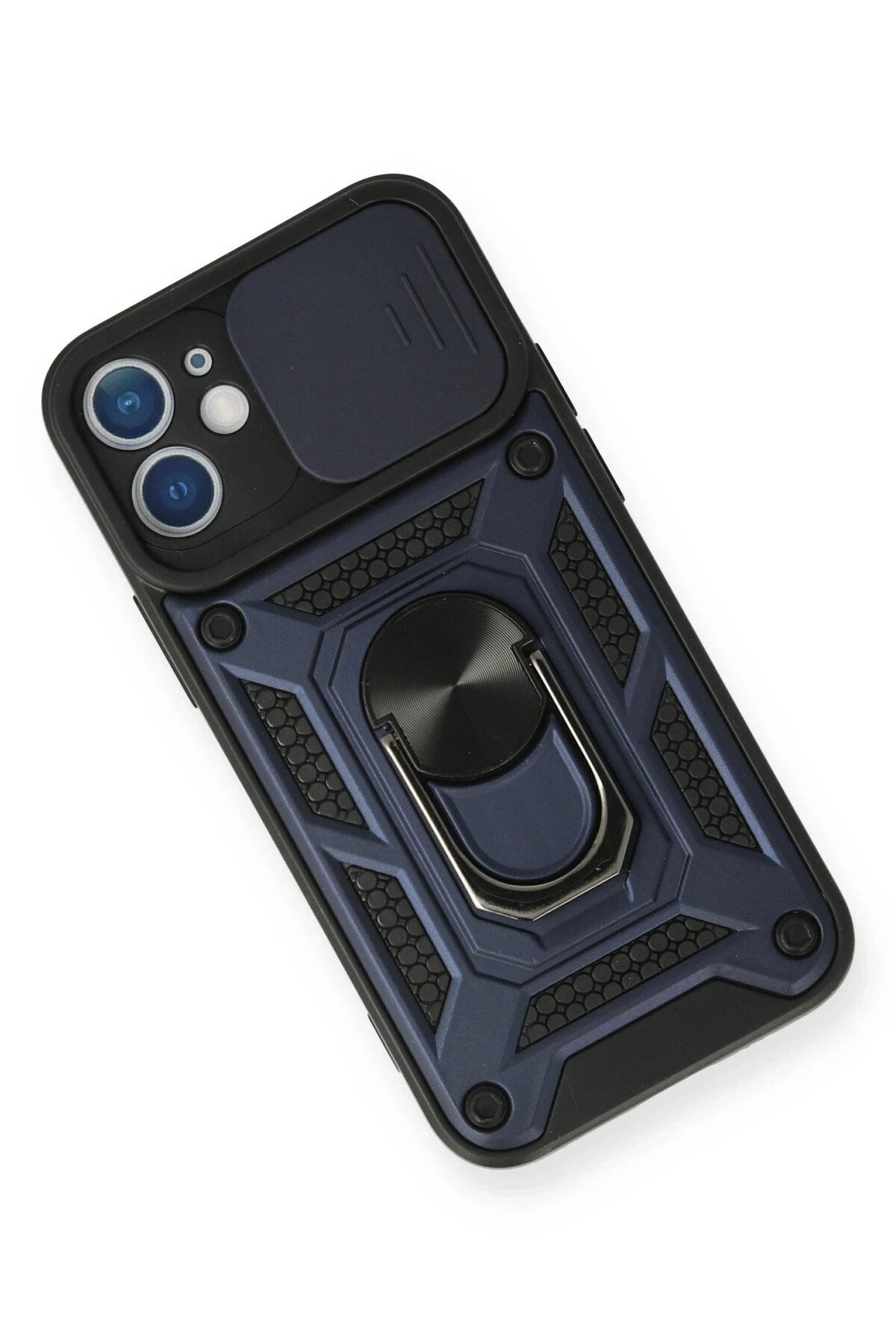 Mey İthalat® iPhone 12 Kılıf Pars Lens Yüzüklü Silikon - Lacivert