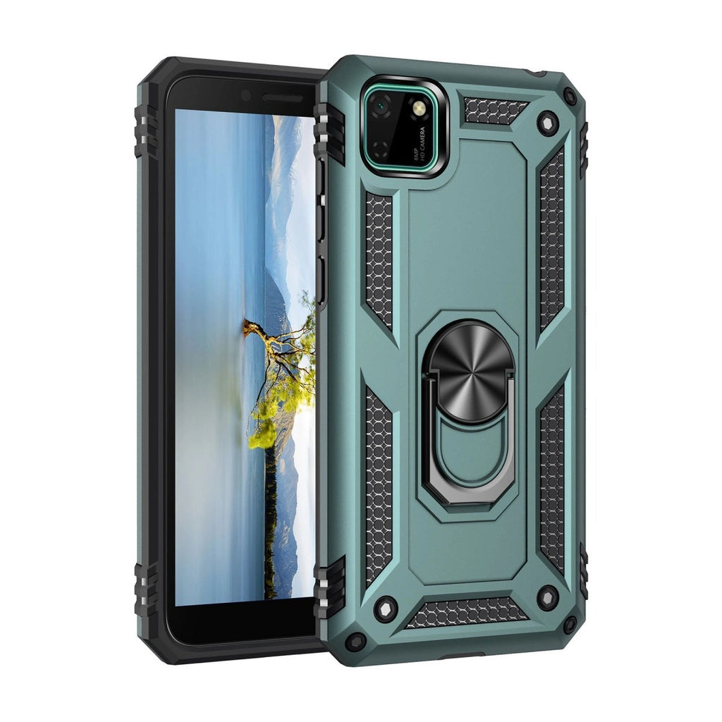 Mey İthalat® Huawei Y5P Kılıf Sofya Yüzüklü Silikon Kapak - Yeşil