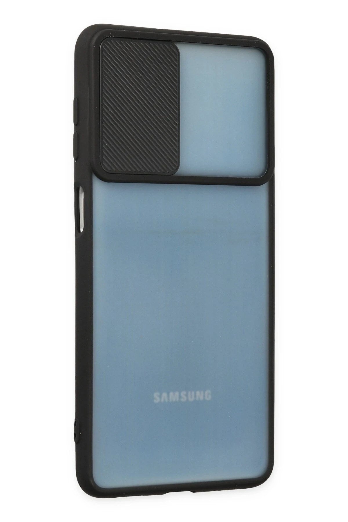 Mey İthalat® Samsung Galaxy M52 5G Kılıf Palm Buzlu Kamera Sürgülü Silikon - Siyah