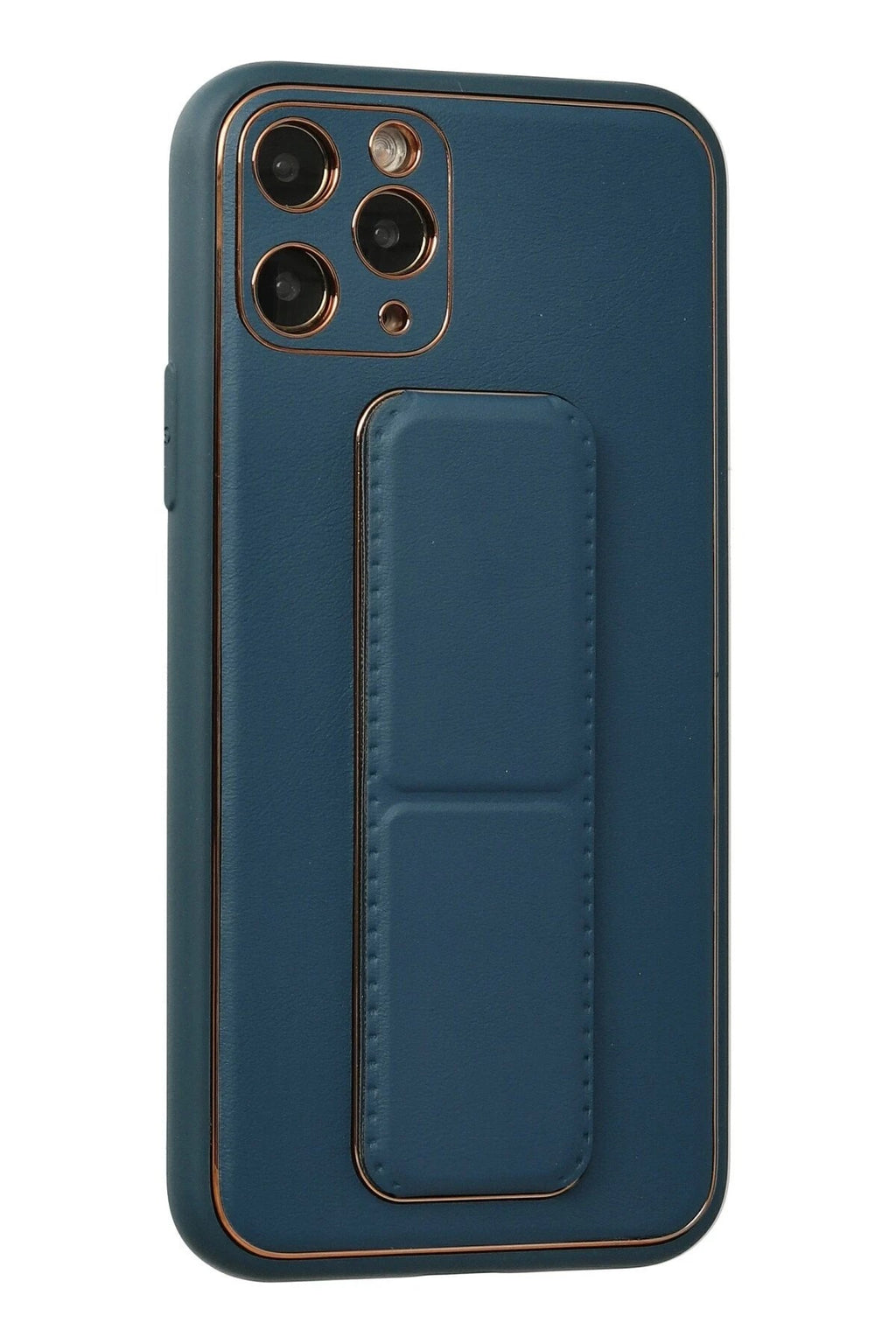 Mey İthalat® iPhone 11 Pro Kılıf Coco Deri Standlı Kapak - Mavi
