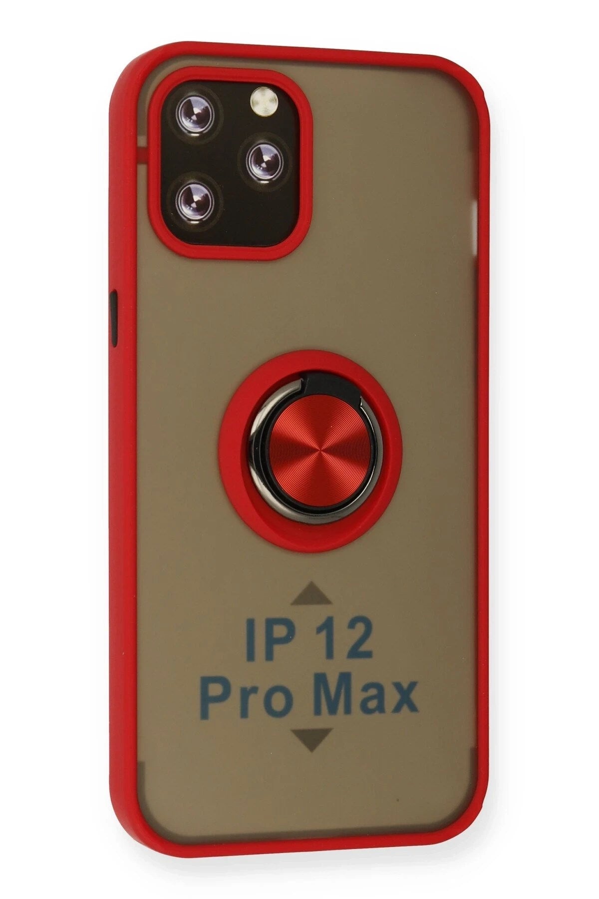 Mey İthalat® iPhone 12 Pro Max Kılıf Montreal Yüzüklü Silikon Kapak - Kırmızı