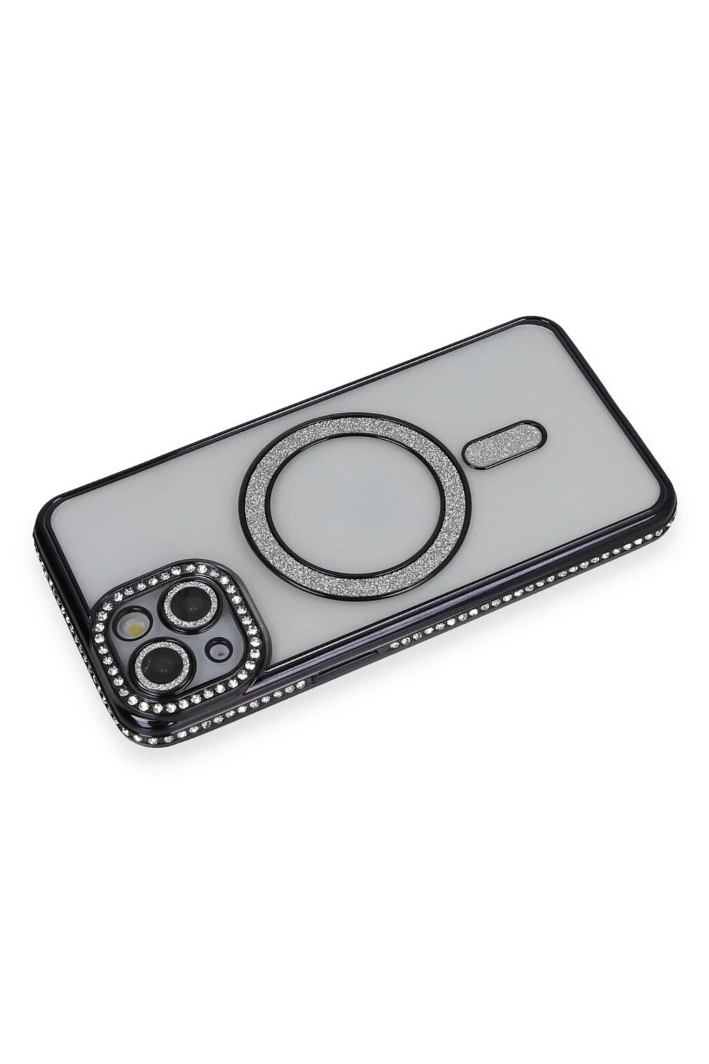 Mey İthalat® iPhone 14 Kılıf Joke Simli Magneticsafe Kılıf - Siyah