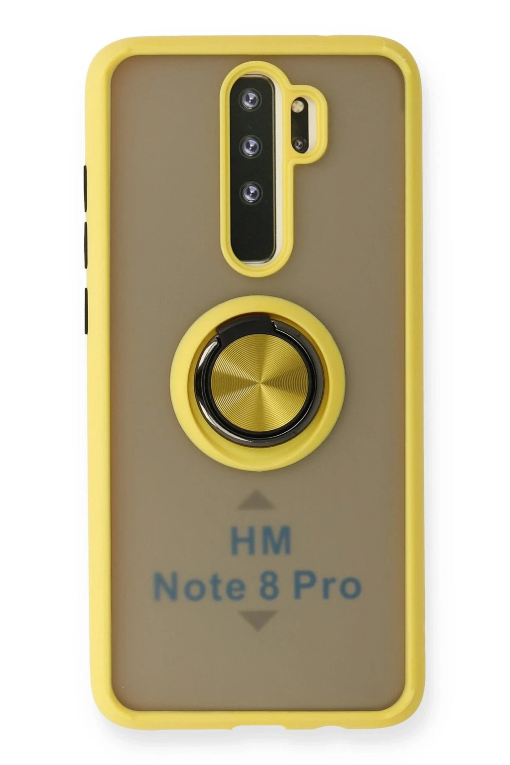 Mey İthalat® Redmi Note 8 Pro Kılıf Montreal Yüzüklü Silikon Kapak - Sarı