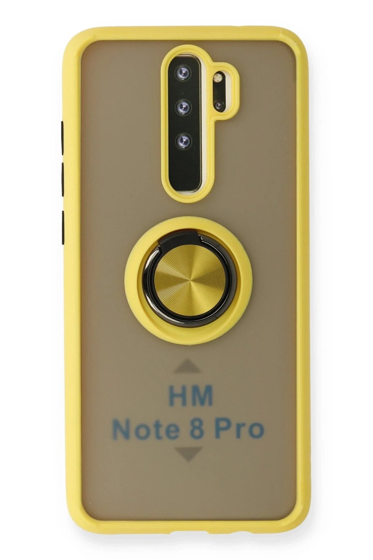 Mey İthalat® Redmi Note 8 Pro Kılıf Montreal Yüzüklü Silikon Kapak - Sarı