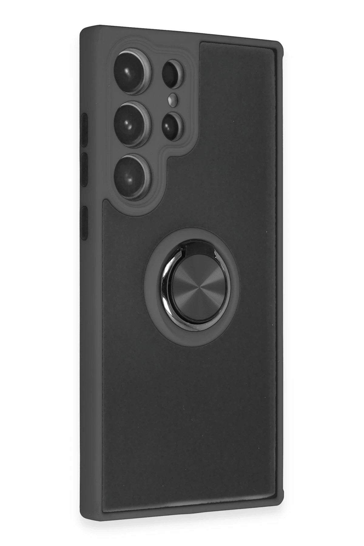 Mey İthalat® Samsung Galaxy S23 Ultra Kılıf Montreal Yüzüklü Silikon Kapak - Siyah