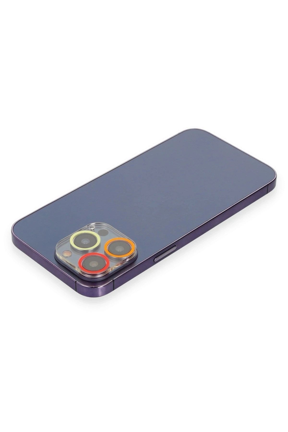 Mey İthalat® iPhone 13 Pro Renkli Kamera Lens Koruma Cam - Turuncu-Kırmızı