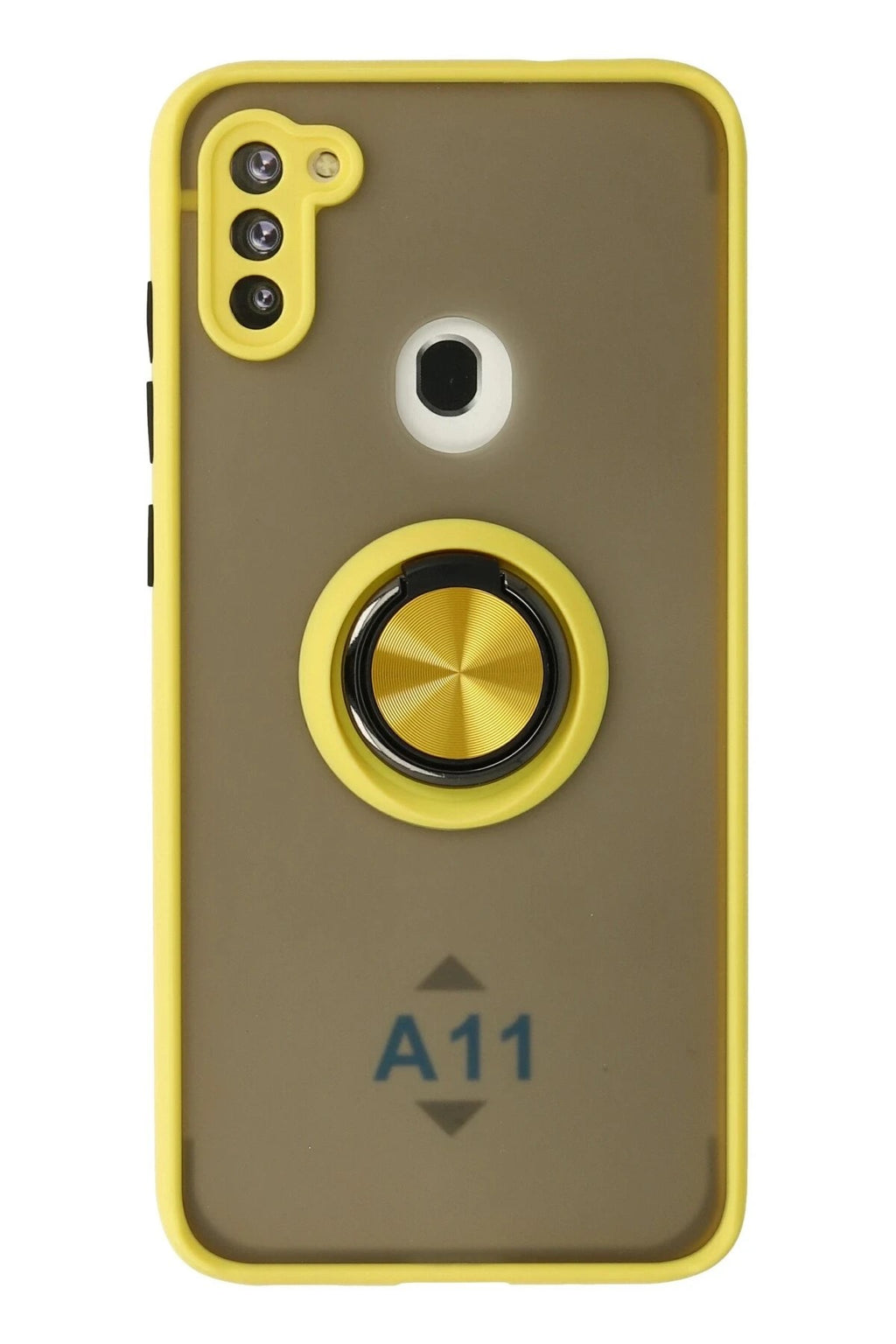 Mey İthalat® Samsung Galaxy A11 Kılıf Montreal Yüzüklü Silikon Kapak - Sarı