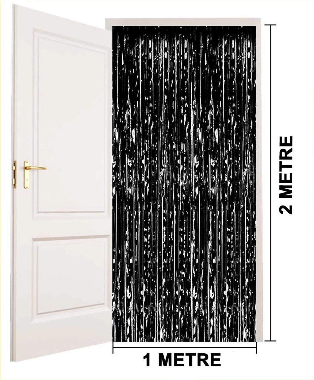 Mey İthalat® Siyah Renk Ekstra Metalize Parlak Saçaklı Arka Fon Perde İthal A Kalite 1x2 Metre