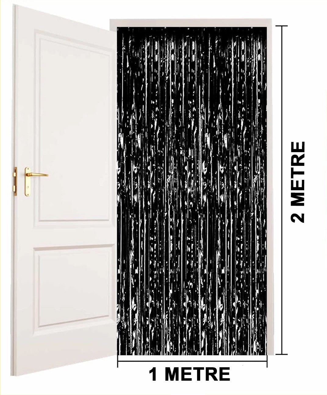 Mey İthalat® Siyah Renk Ekstra Metalize Parlak Saçaklı Arka Fon Perde İthal A Kalite 1x2 Metre
