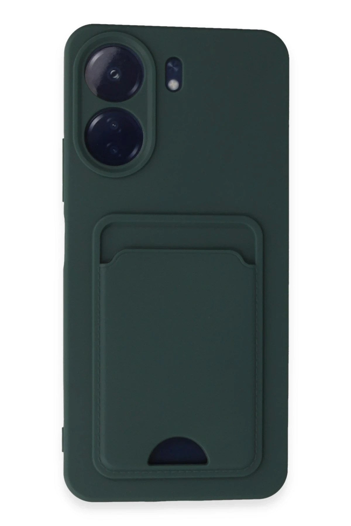 Mey İthalat® Redmi 13C Kılıf Kelvin Kartvizitli Silikon - Koyu Yeşil