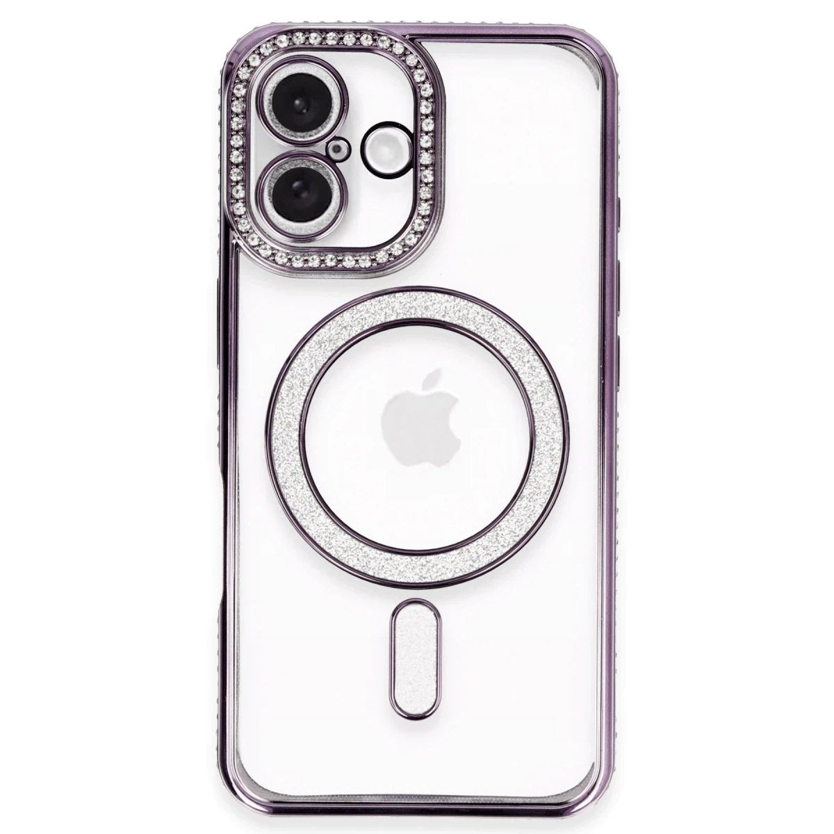 Mey İthalat® iPhone 16 Plus Kılıf Joke Simli Magneticsafe Kılıf - Derin Mor