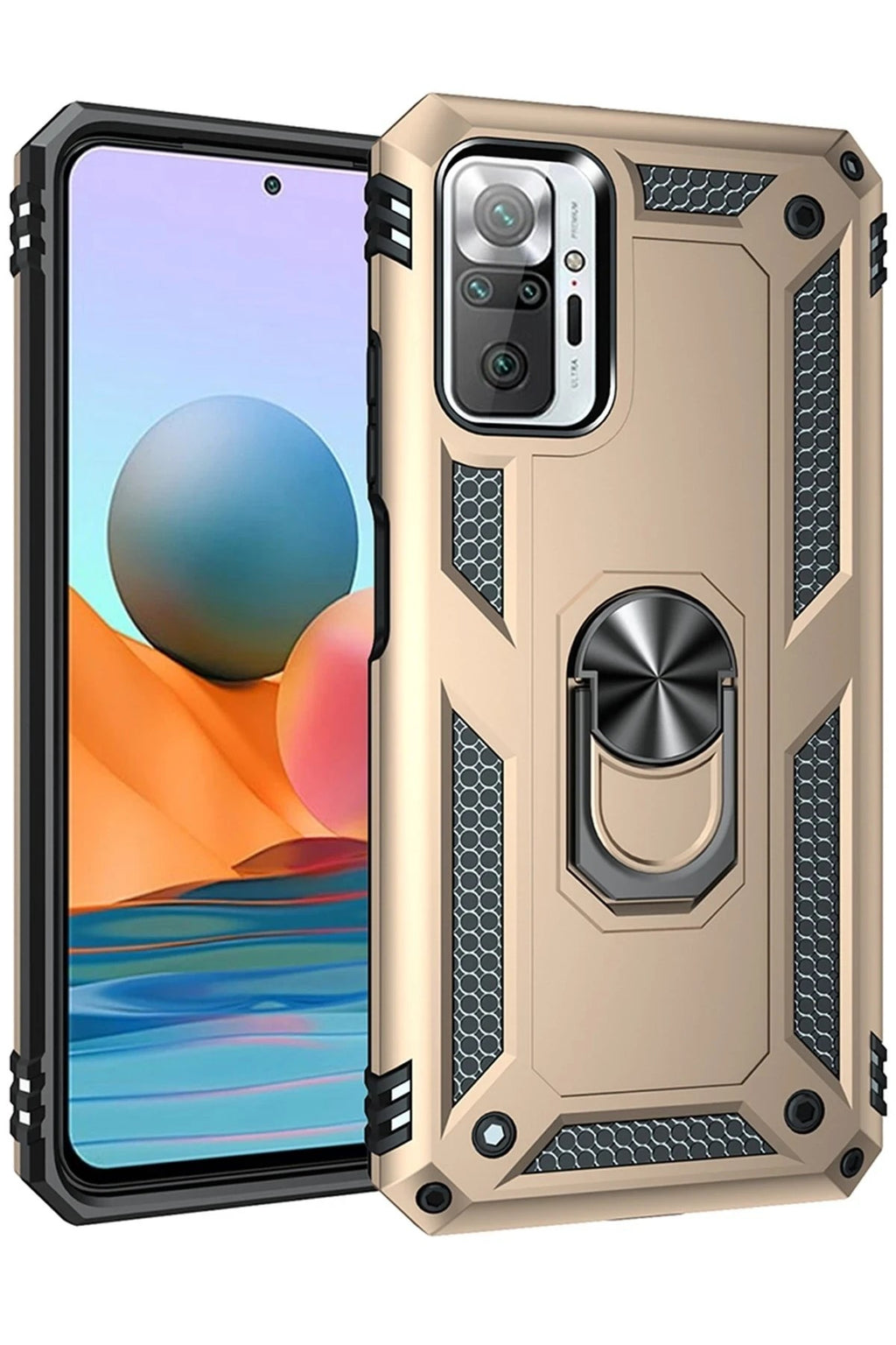 Mey İthalat® Redmi Note 10 Pro Kılıf Sofya Yüzüklü Silikon Kapak - Gold
