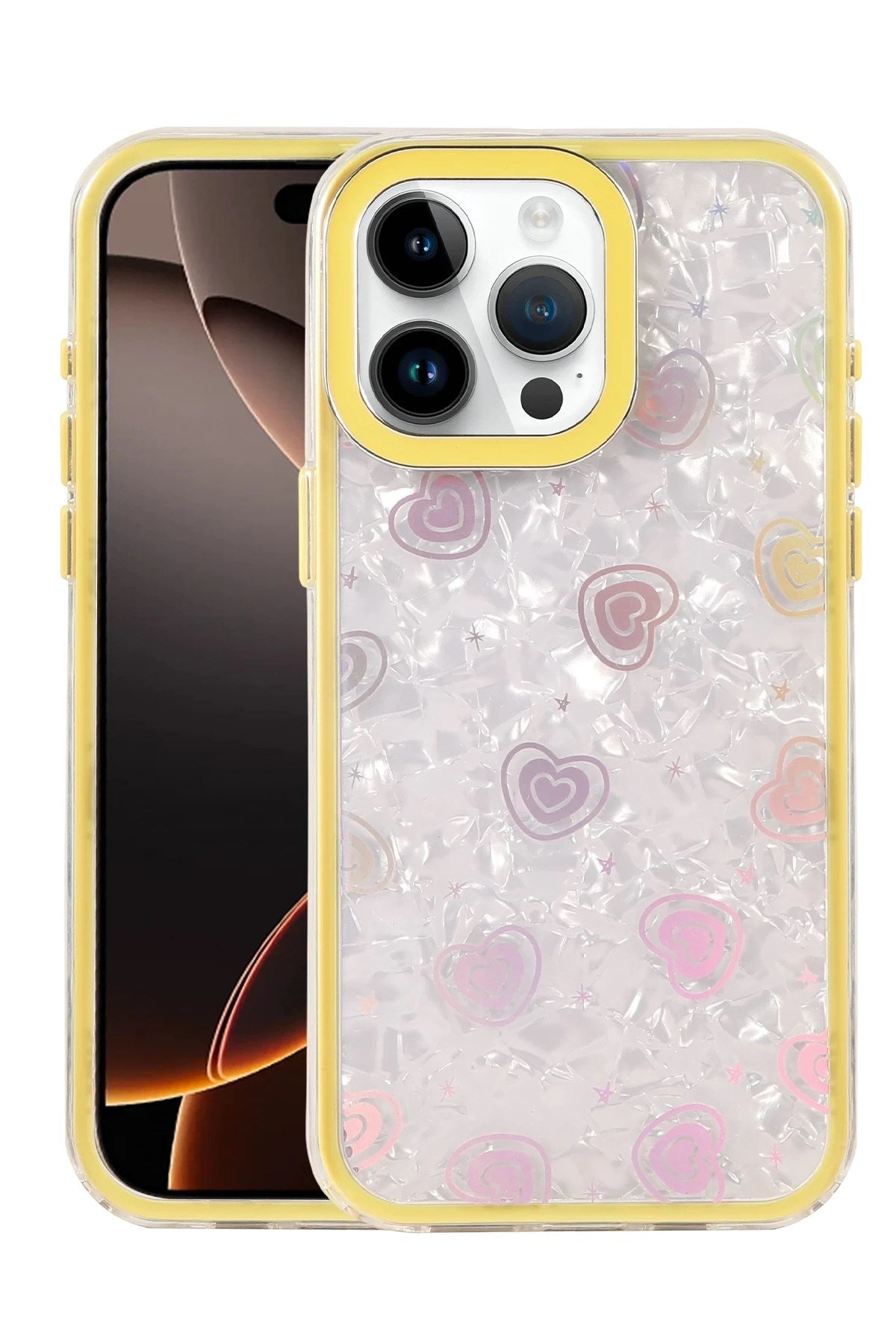Mey İthalat® iPhone 15 Pro Max Lumi Desenli Kapak - Sarı