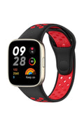 Mey İthalat® Redmi Watch 3 Spor Delikli Kordon - Siyah-Kırmızı