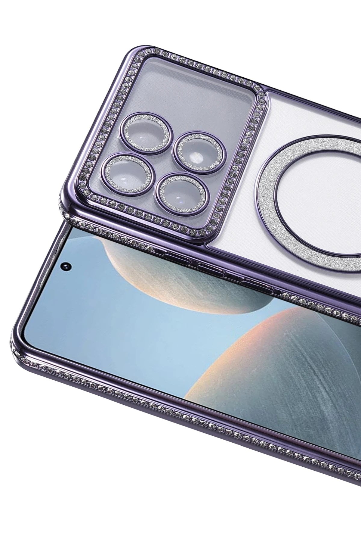 Mey İthalat® Poco X6 Pro Joke Simli Magneticsafe Kılıf - Derin Mor