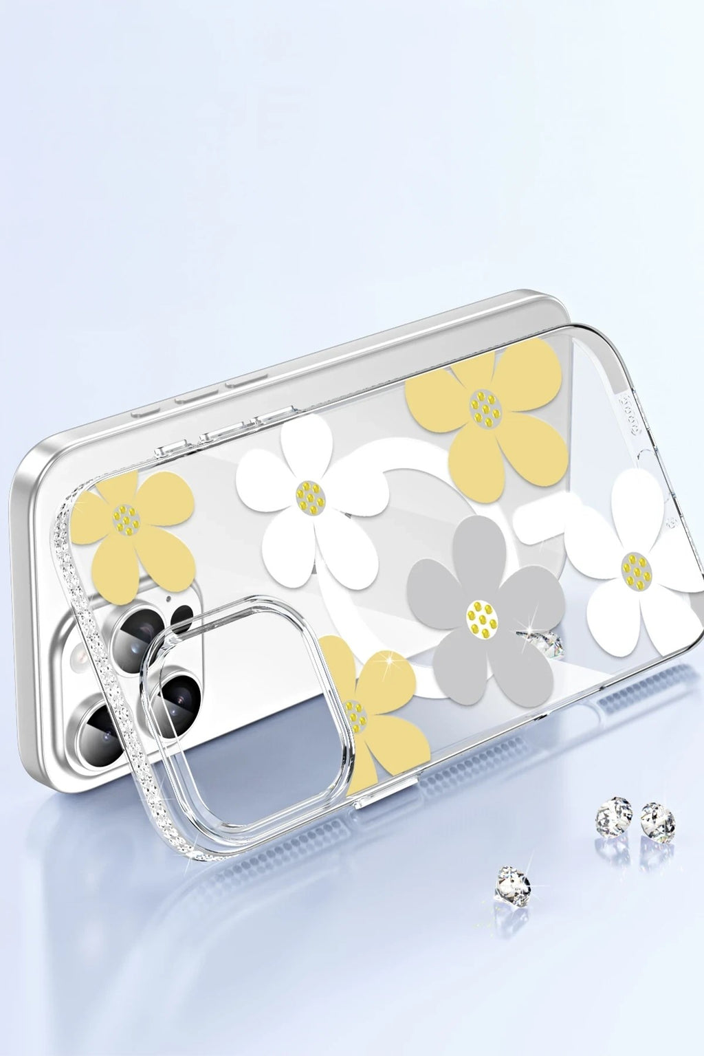 Mey İthalat® iPhone 15 Pro Floral Magsafe Kapak - Beyaz