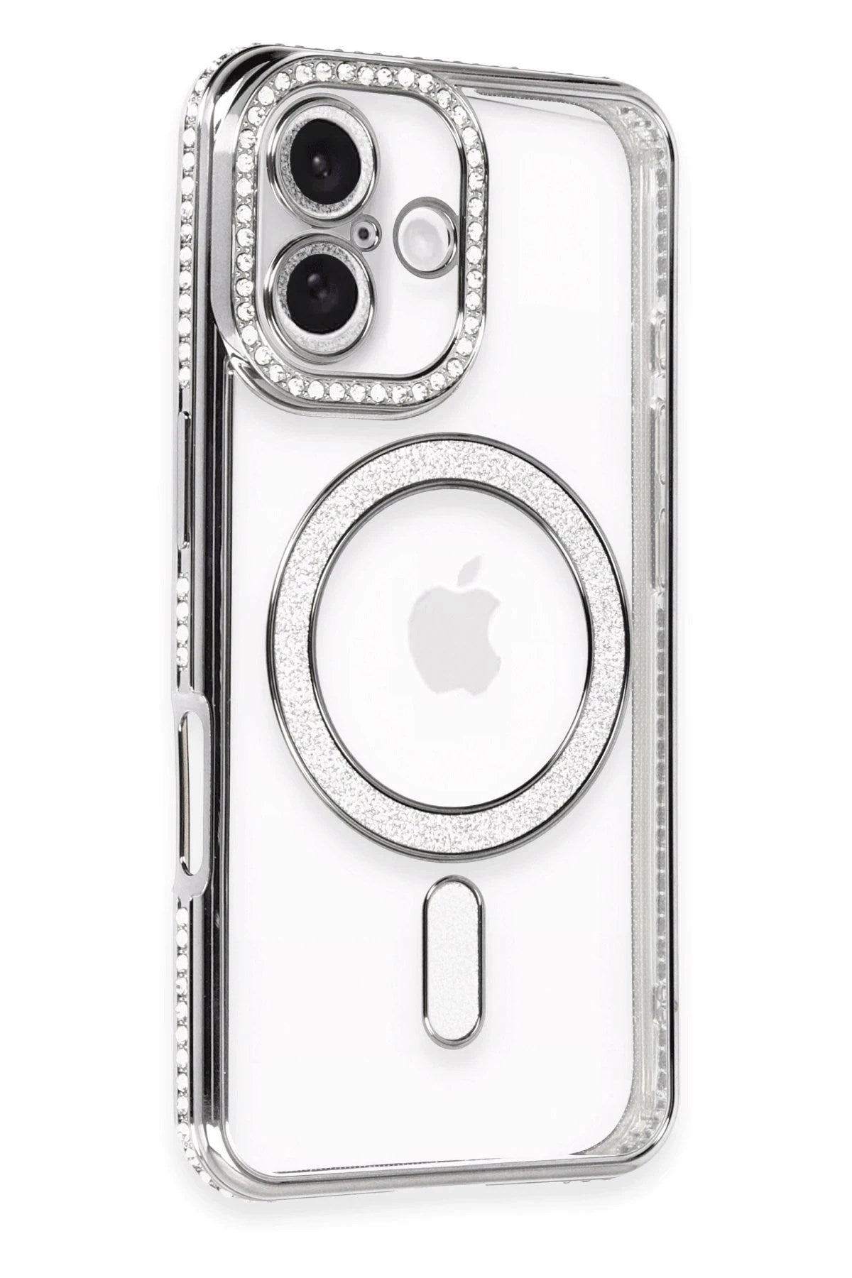Mey İthalat® iPhone 16 Plus Kılıf Joke Simli Magneticsafe Kılıf - Gri