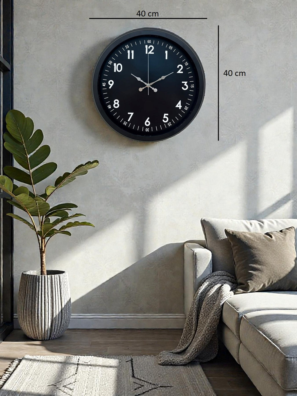 Pure Dark Black 40 Cm Metal Duvar Saati