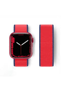 Mey İthalat® Watch 38mm Hasırlı Cırtcırtlı Kordon - Lacivert-Kırmızı