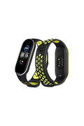Mey İthalat® Mi Band 4 Spor Delikli Kordon - Siyah-Yeşil-Beyaz