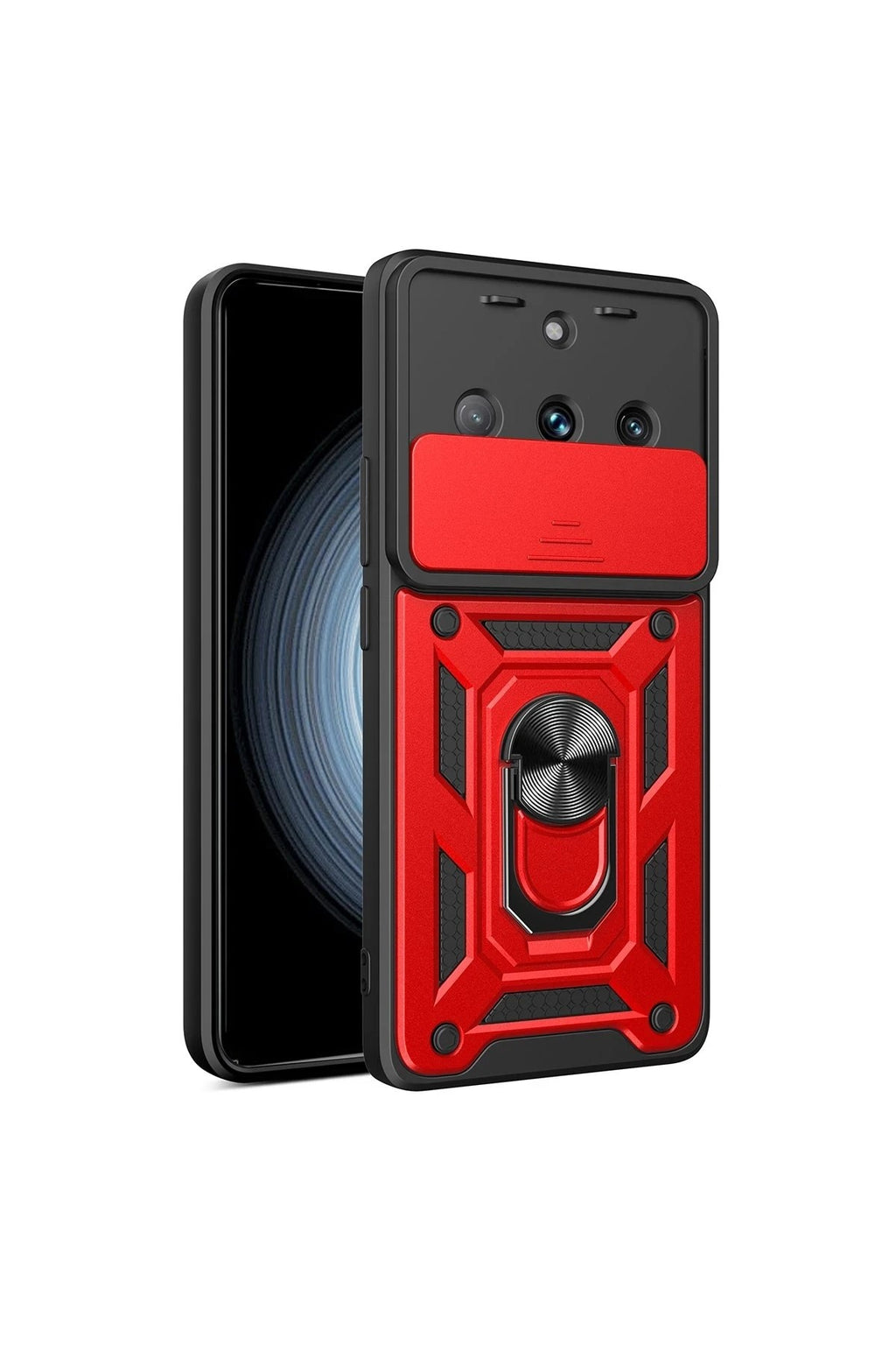Mey İthalat® Realme 11 Pro Kılıf Pars Lens Yüzüklü Silikon - Kırmızı
