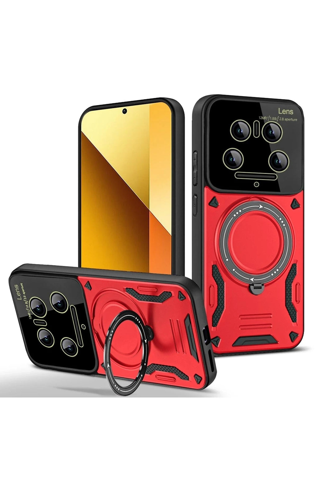 Mey İthalat® Mi 14 Ultra Kılıf Joy Lens Standlı Kapak - Kırmızı