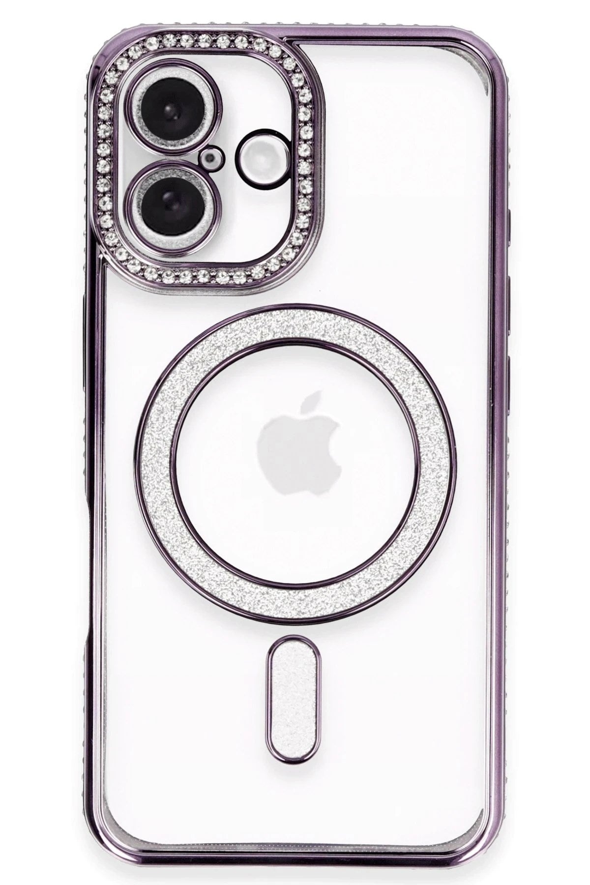 Mey İthalat® iPhone 16 Kılıf Joke Simli Magneticsafe Kılıf - Derin Mor