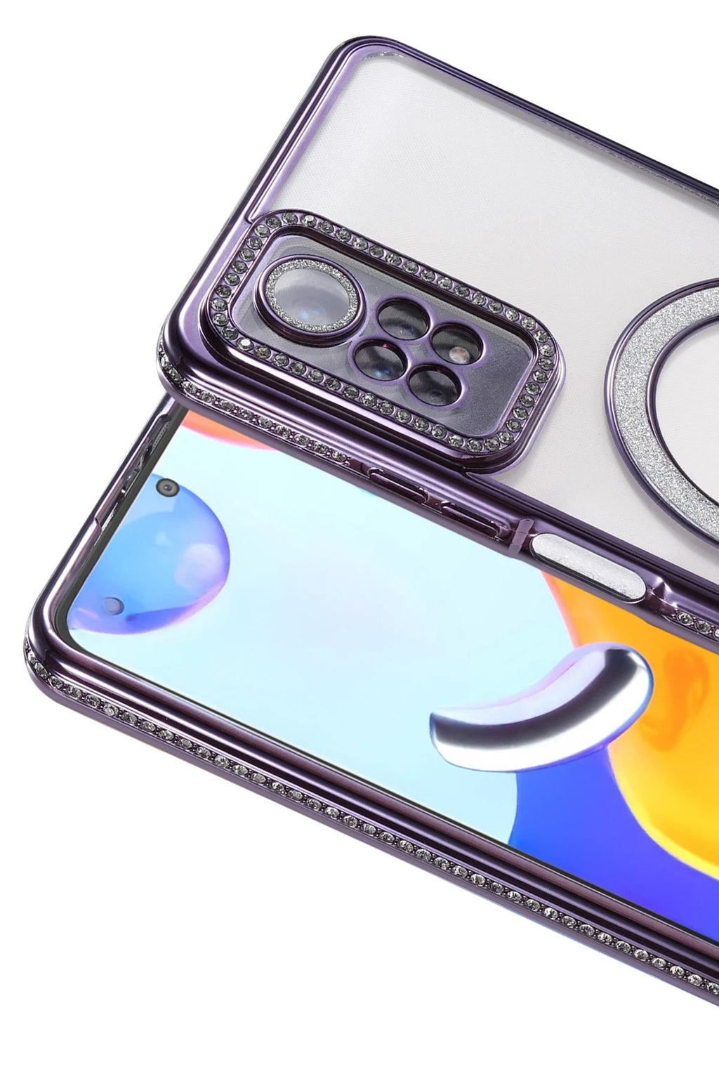 Mey İthalat® Redmi Note 12 Pro 4G Joke Simli Magneticsafe Kılıf - Derin Mor