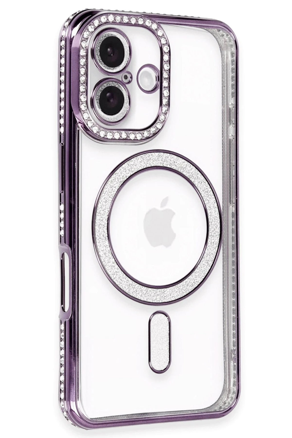 Mey İthalat® iPhone 16 Kılıf Joke Simli Magneticsafe Kılıf - Derin Mor