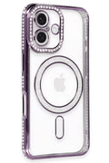 Mey İthalat® iPhone 16 Kılıf Joke Simli Magneticsafe Kılıf - Derin Mor