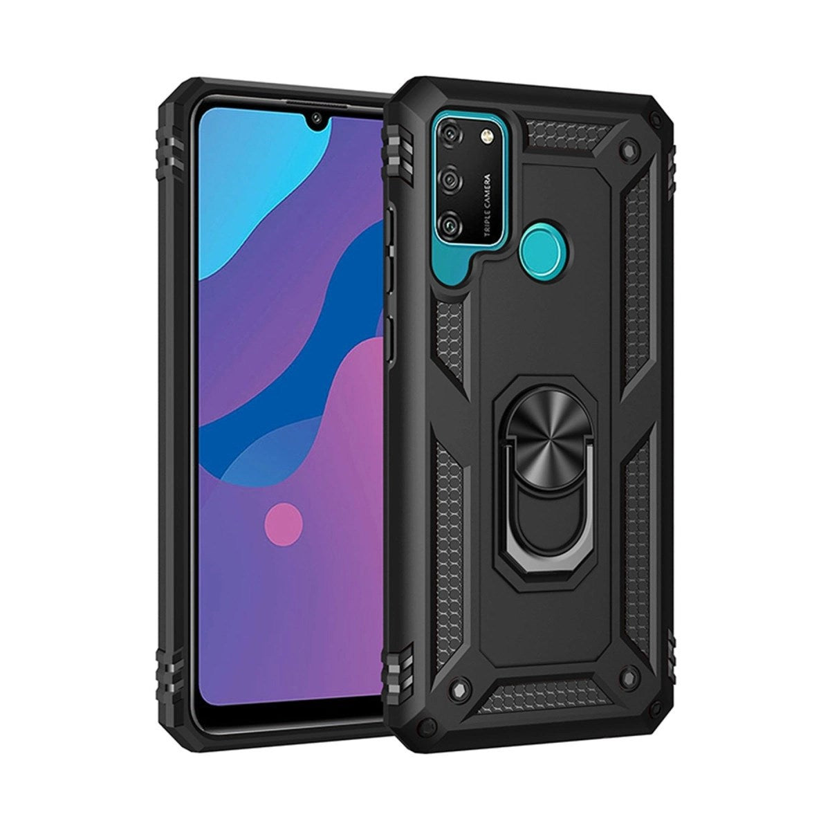 Mey İthalat® Huawei Y6P Kılıf Sofya Yüzüklü Silikon Kapak - Siyah
