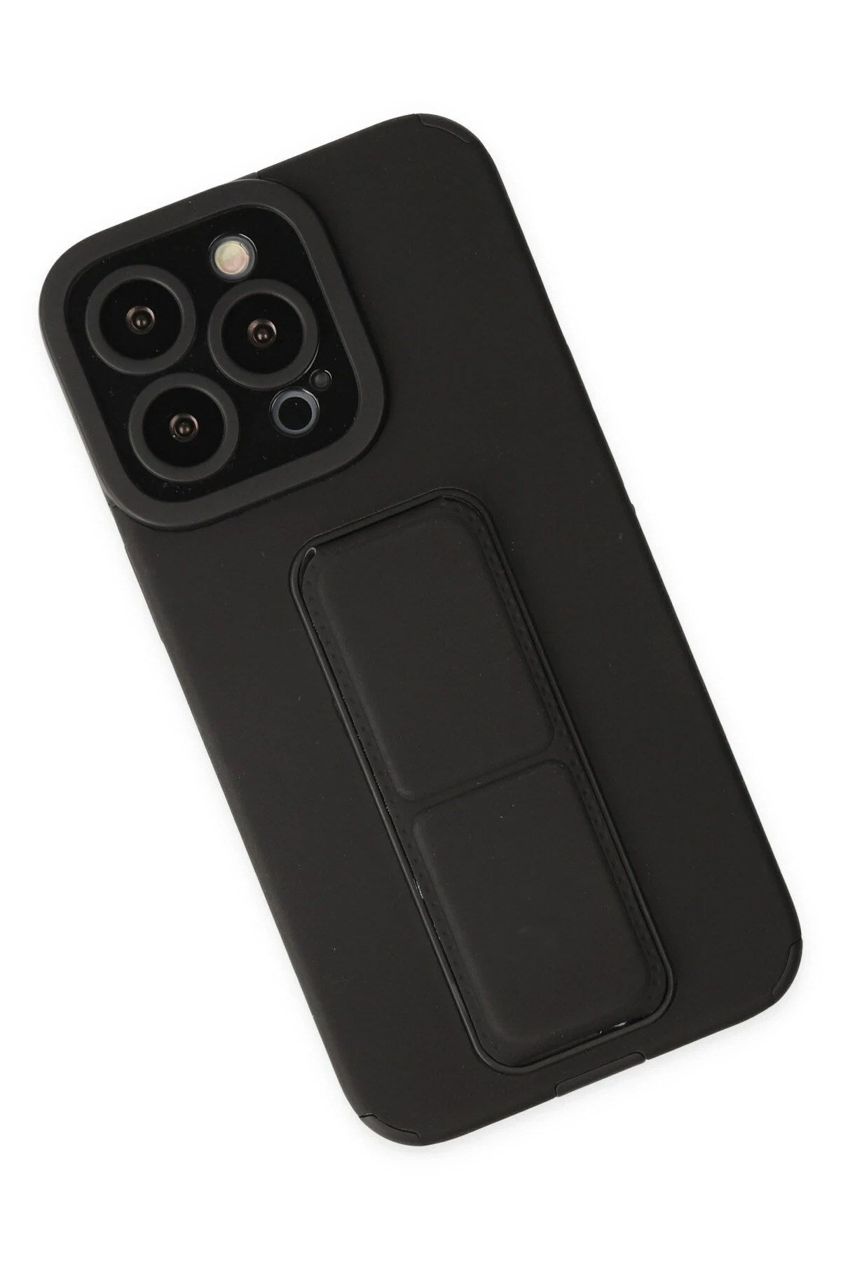 Mey İthalat® iPhone 13 Pro Max Kılıf Mega Standlı Silikon - Siyah