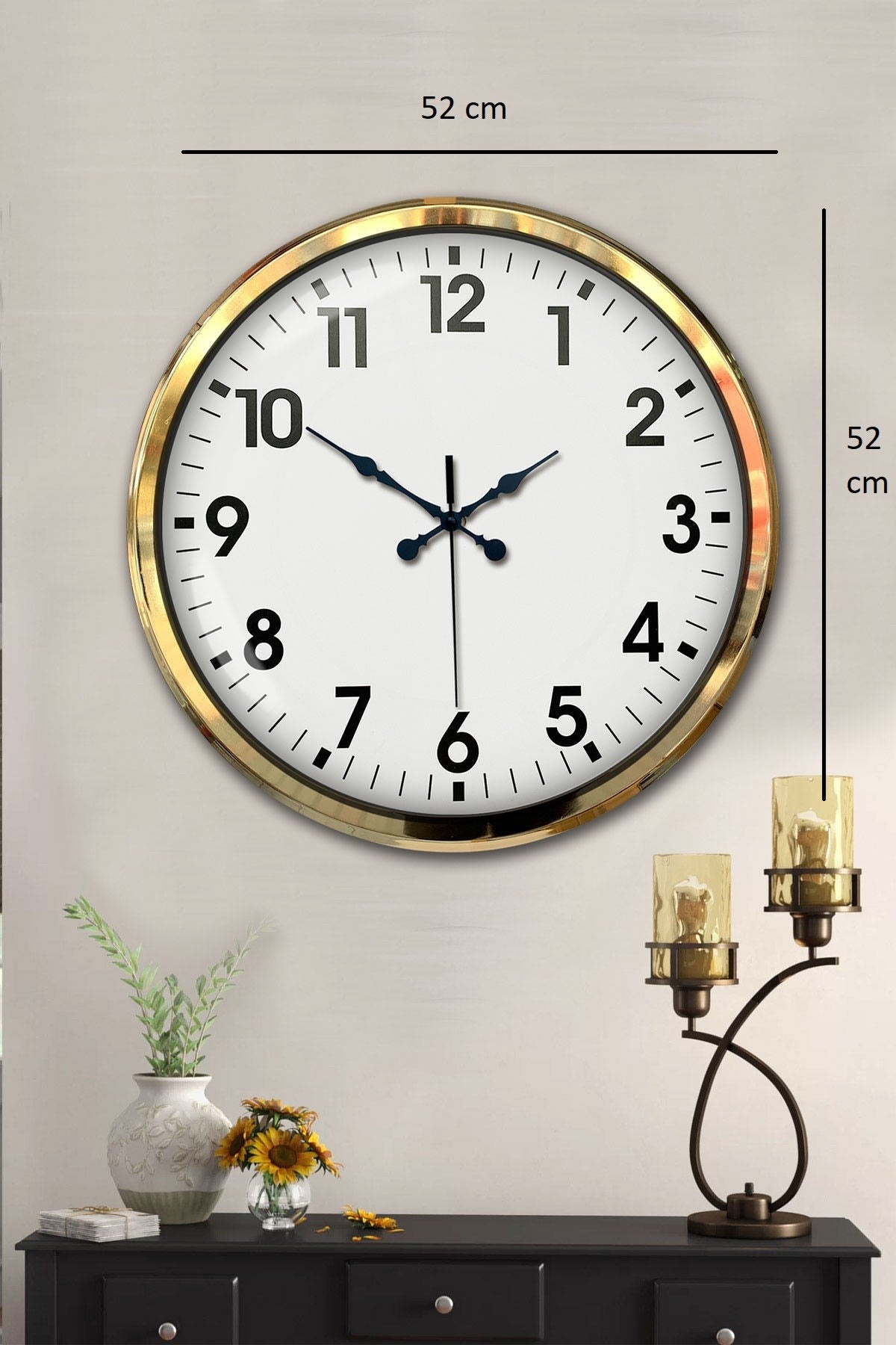 Gold Standart 52 Cm Metal Zarif Duvar Saati