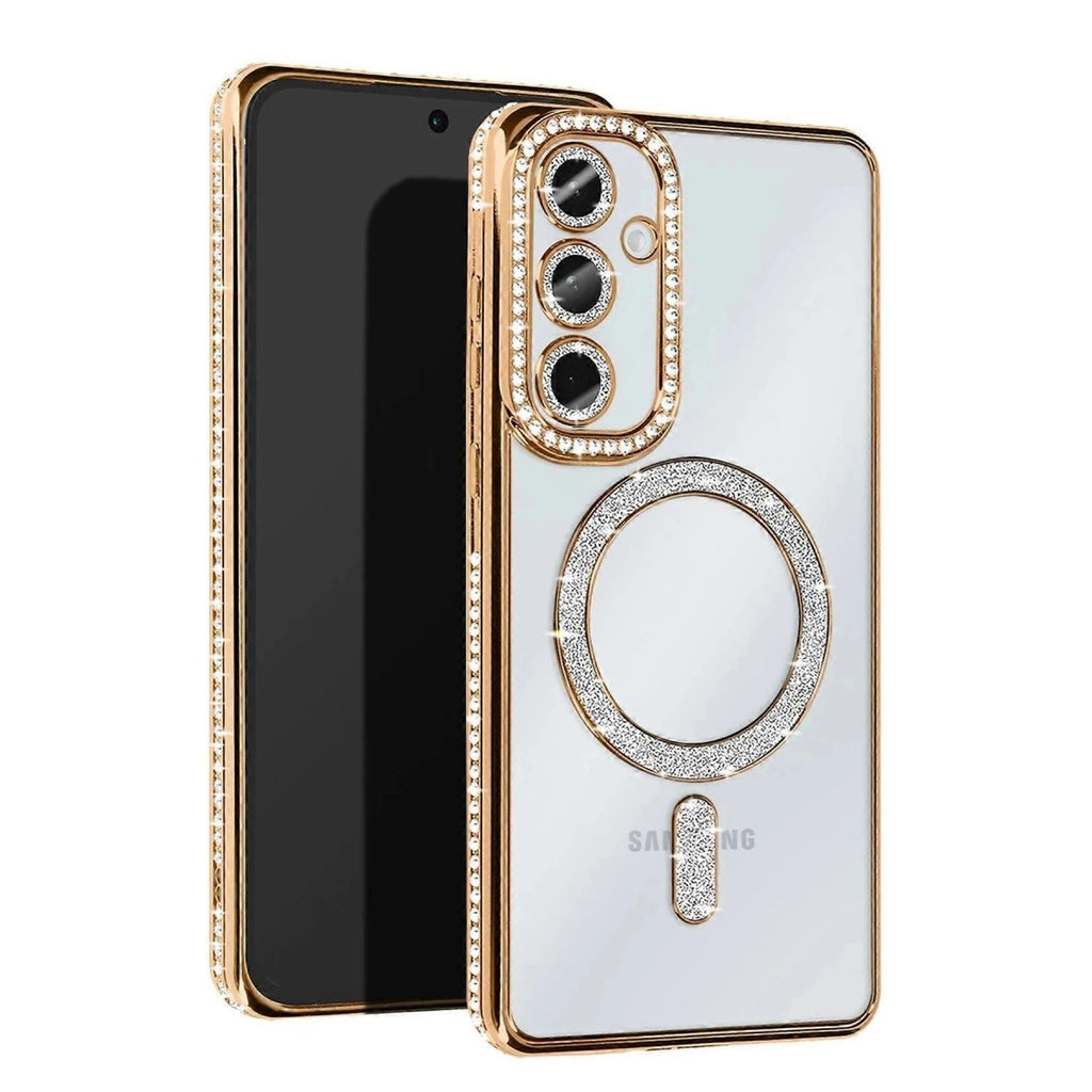 Mey İthalat® Samsung Galaxy S25 Edge Joke Simli Magneticsafe Kılıf - Gold