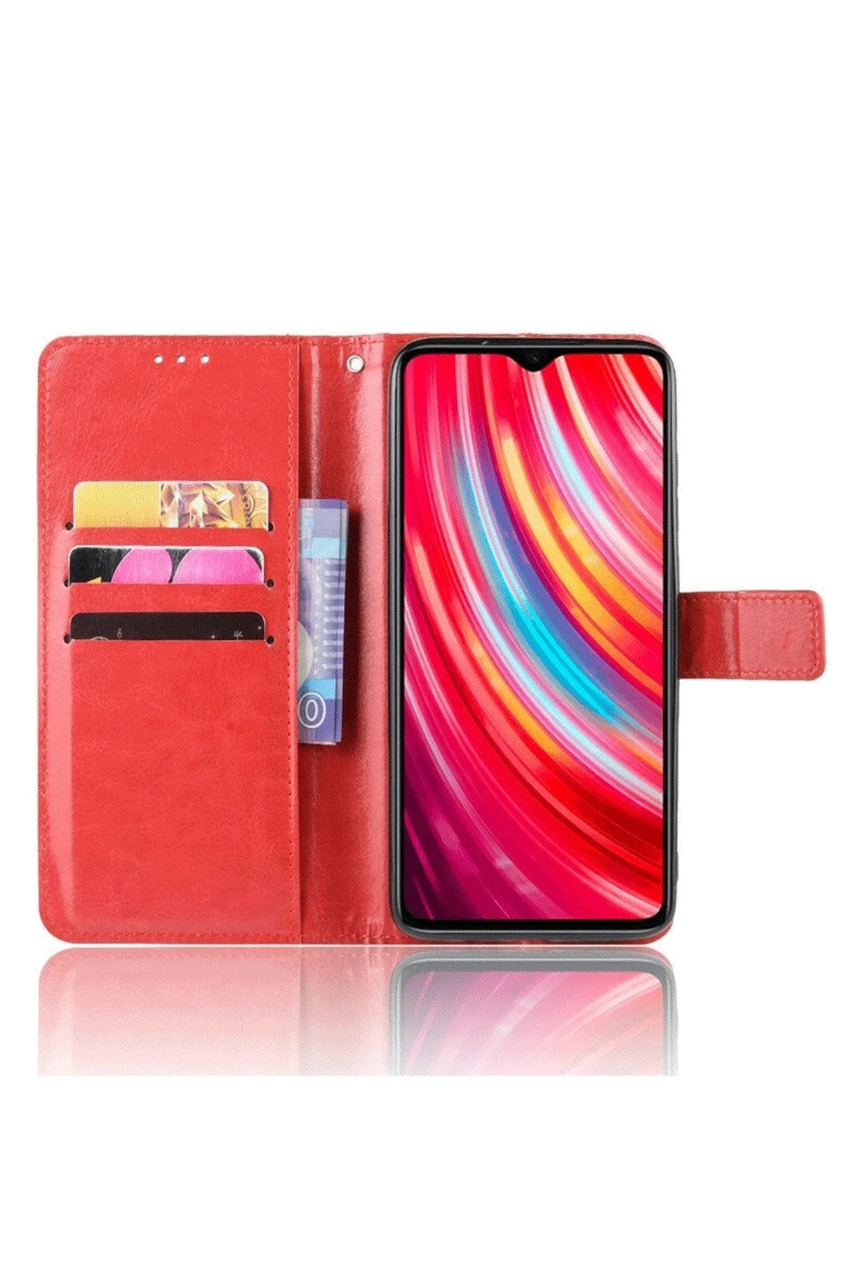 Mey İthalat® Redmi Note 8 Pro Kılıf Trend S Plus Kapaklı Kılıf - Kırmızı
