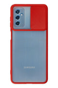 Mey İthalat® Samsung Galaxy M52 5G Kılıf Palm Buzlu Kamera Sürgülü Silikon - Kırmızı