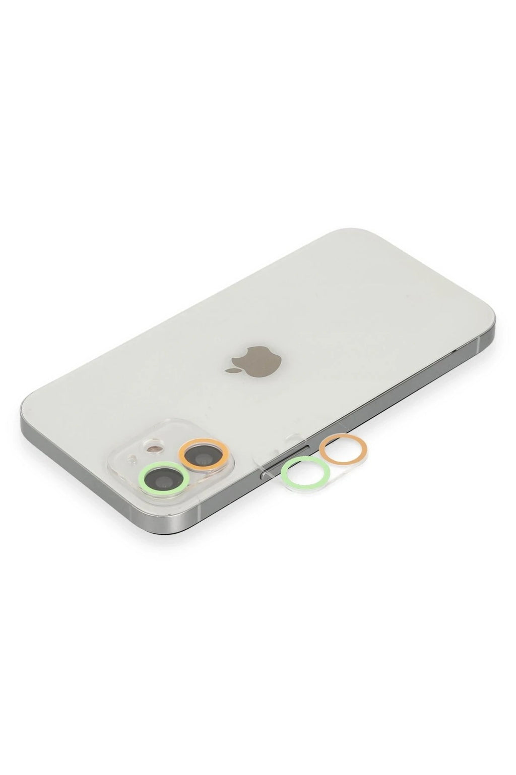 Mey İthalat® iPhone 12 Mini Renkli Kamera Lens Koruma Cam - Turuncu-Yeşil