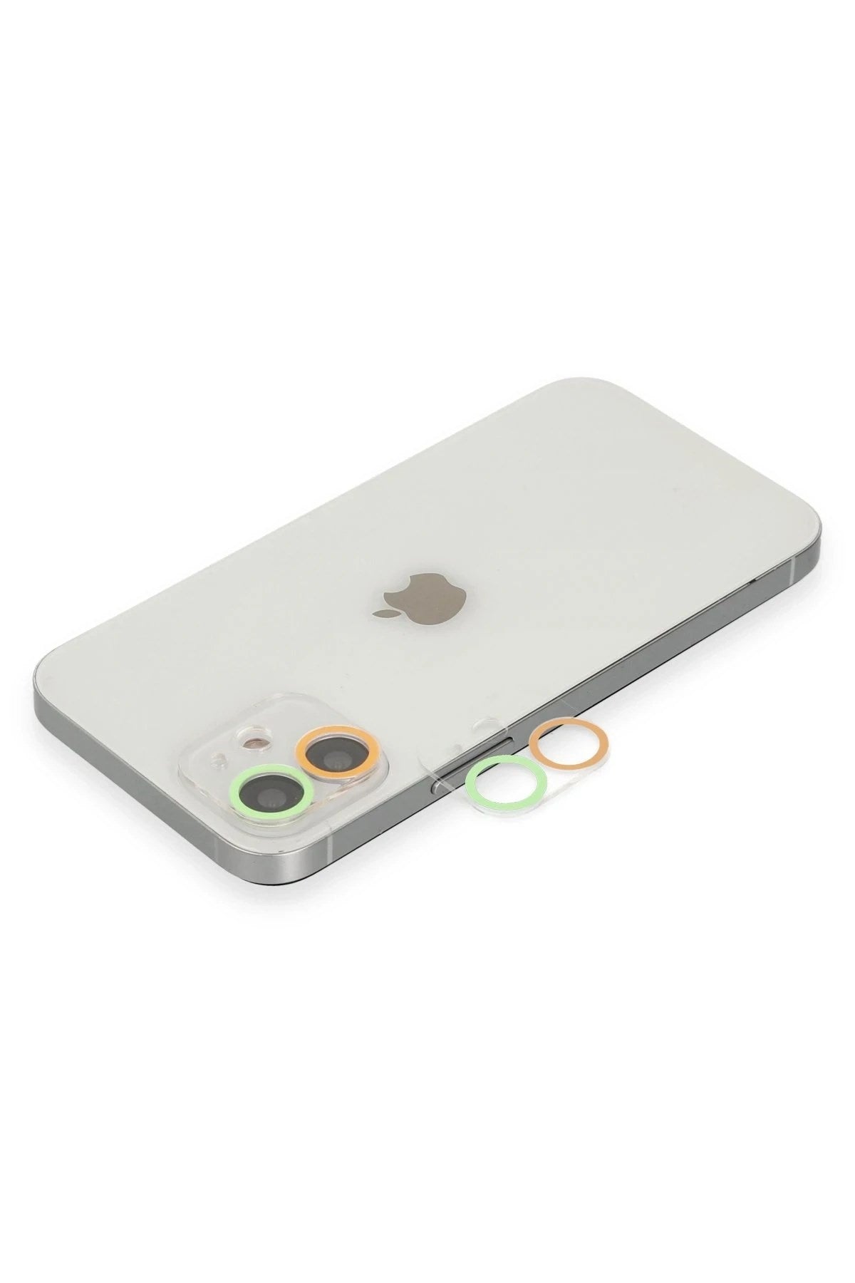 Mey İthalat® iPhone 12 Mini Renkli Kamera Lens Koruma Cam - Turuncu-Yeşil