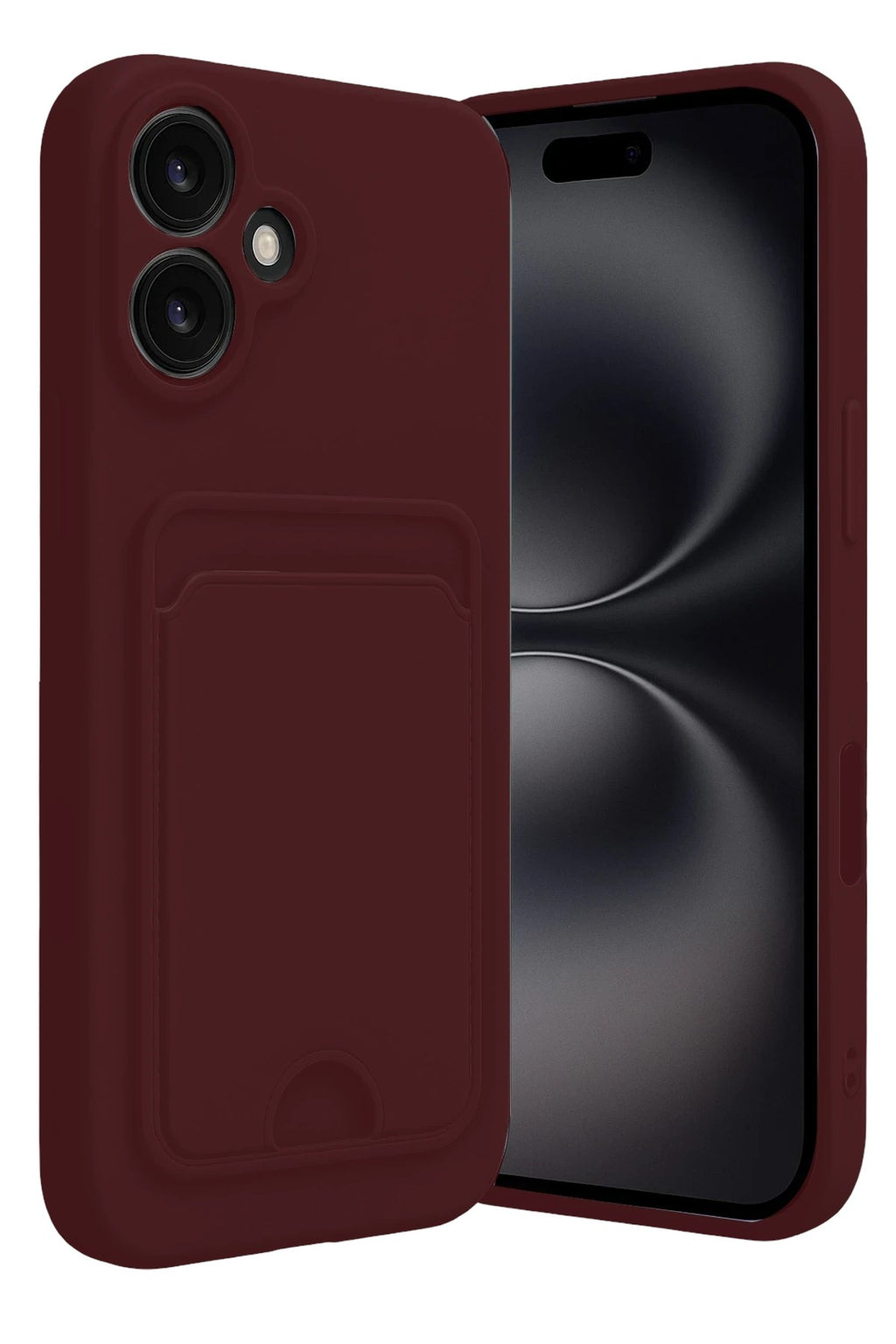 Mey İthalat® iPhone 16 Kılıf Kelvin Kartvizitli Silikon - Bordo