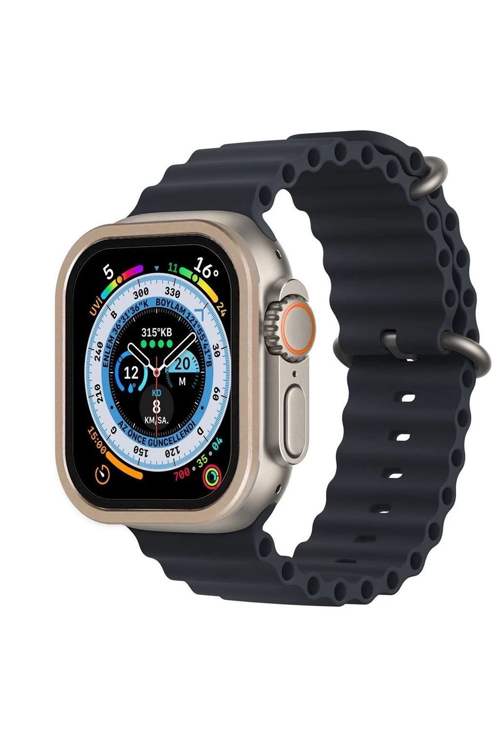 Mey İthalat® Watch Ultra 49mm Alüminyum Kasa Cam Ekran Koruyucu - Gold