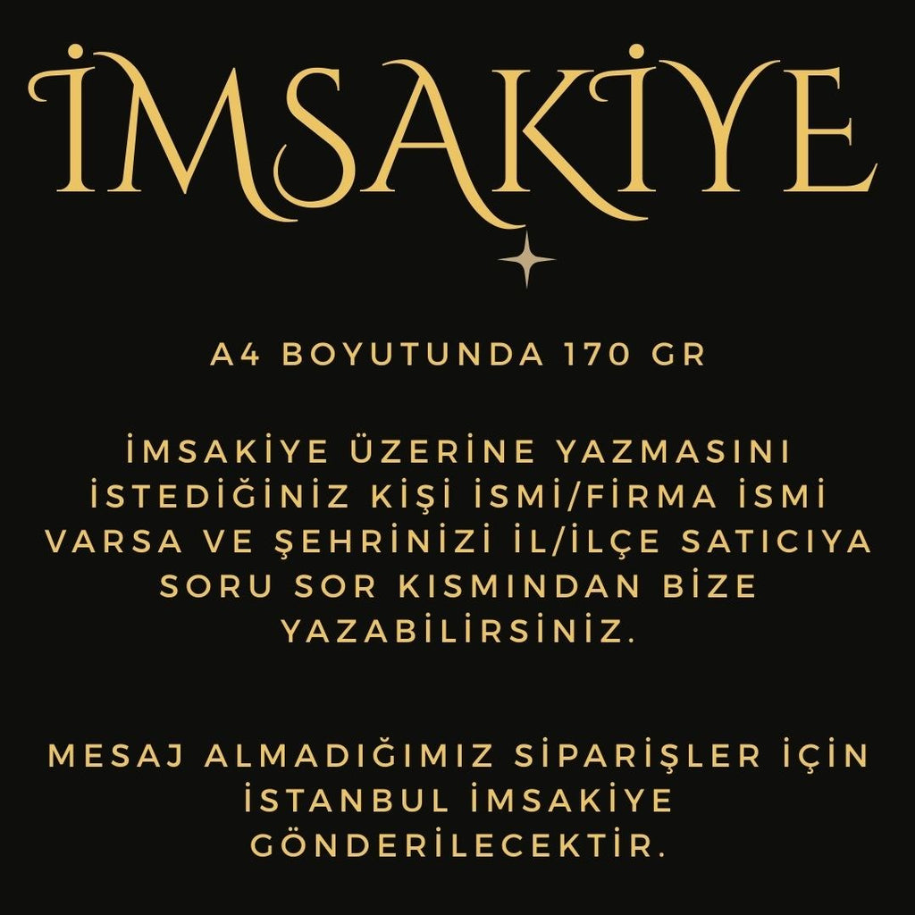 Ramazan İmsakiyesi - 170 Gr - A4 Boyut Kişiye Özel İsimli & Logolu 100 Adet Siyah-sarı