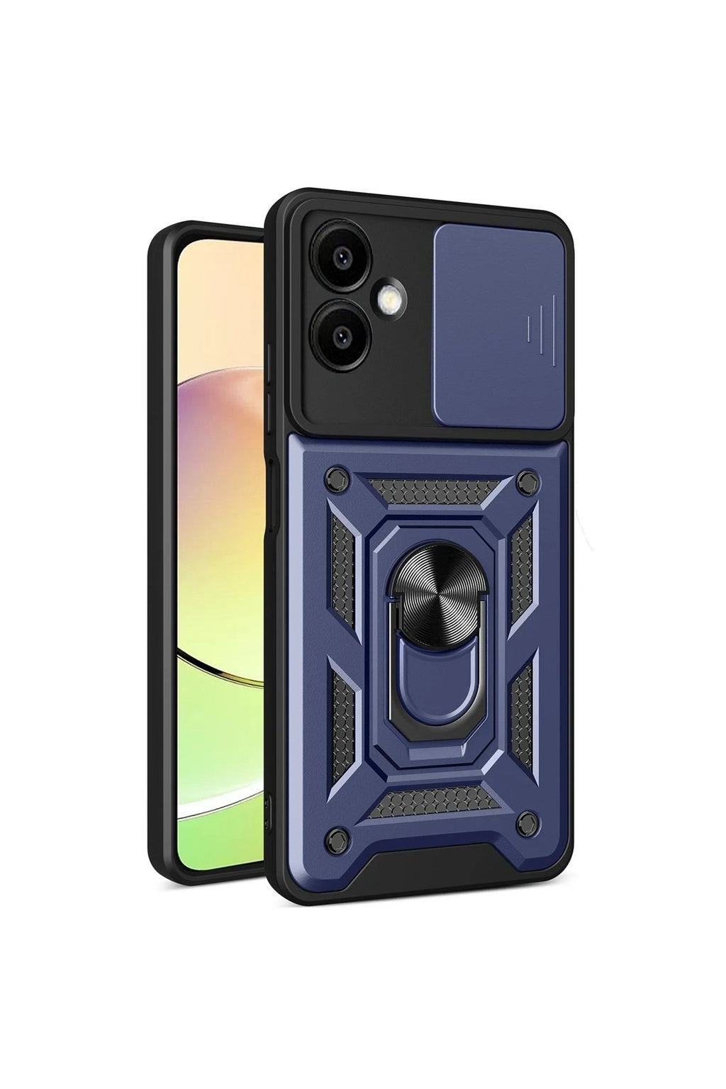 Mey İthalat® Samsung Galaxy A06 Kılıf Pars Lens Yüzüklü Silikon - Lacivert