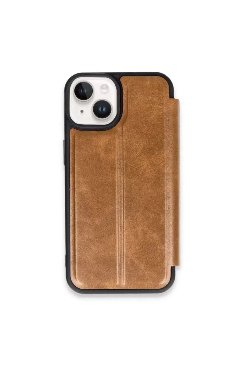 Mey İthalat® iPhone 15 Kılıf Flip Cover - Taba
