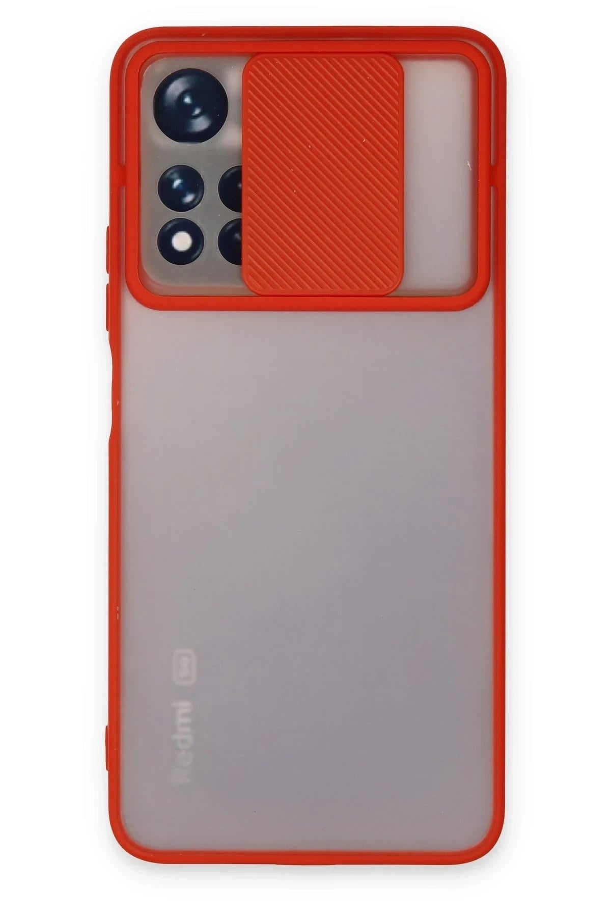 Mey İthalat® Redmi Note 11T Kılıf Palm Buzlu Kamera Sürgülü Silikon - Kırmızı