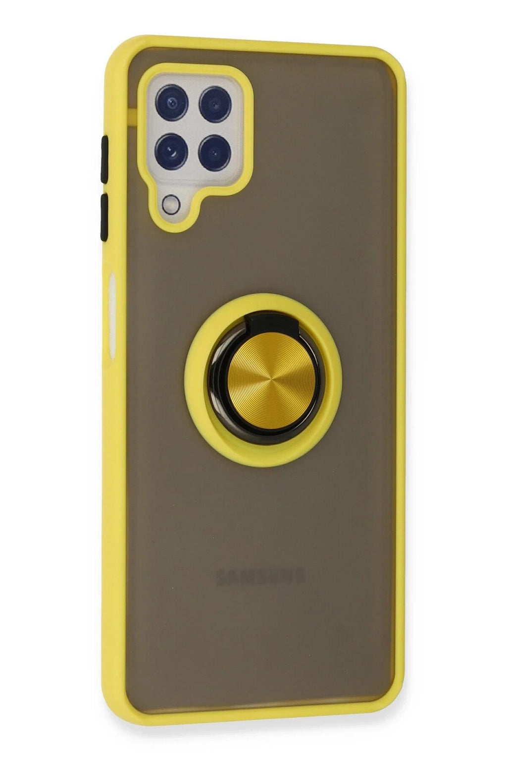 Mey İthalat® Samsung Galaxy A22 Kılıf Montreal Yüzüklü Silikon Kapak - Sarı