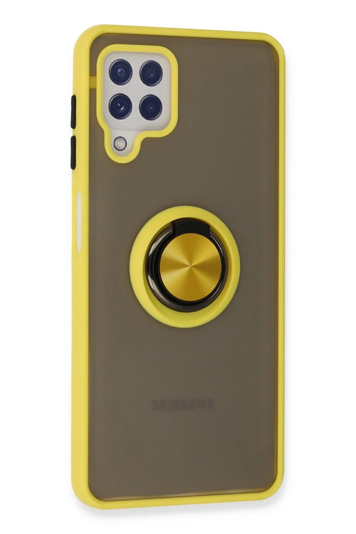 Mey İthalat® Samsung Galaxy A22 Kılıf Montreal Yüzüklü Silikon Kapak - Sarı